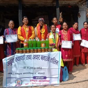 गाेठगाउँ- गाेठपानीमा अदुवाकाे क्याण्डी तथा अचार बनाउने एकहप्ते तालिम सम्पन्न  ।